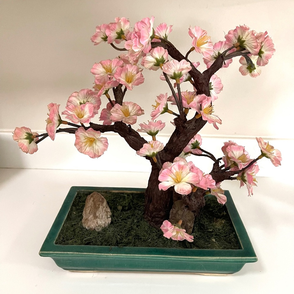 Vintage Artificial Cherry Blossom Flower Bonsai Tree